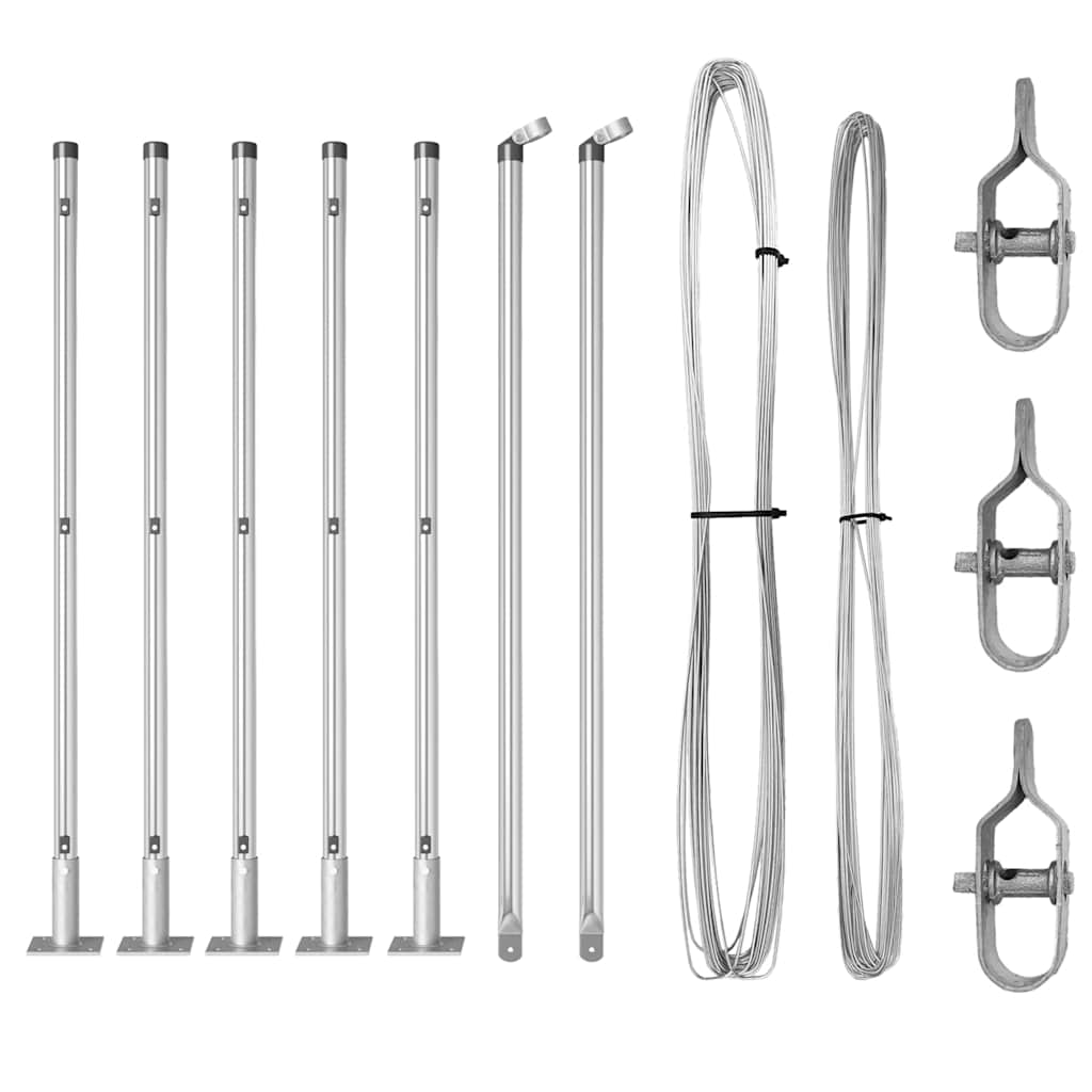 Postes de Cerca 7 pcs Prateado Ø32mm 50 cm Aço galvanizado