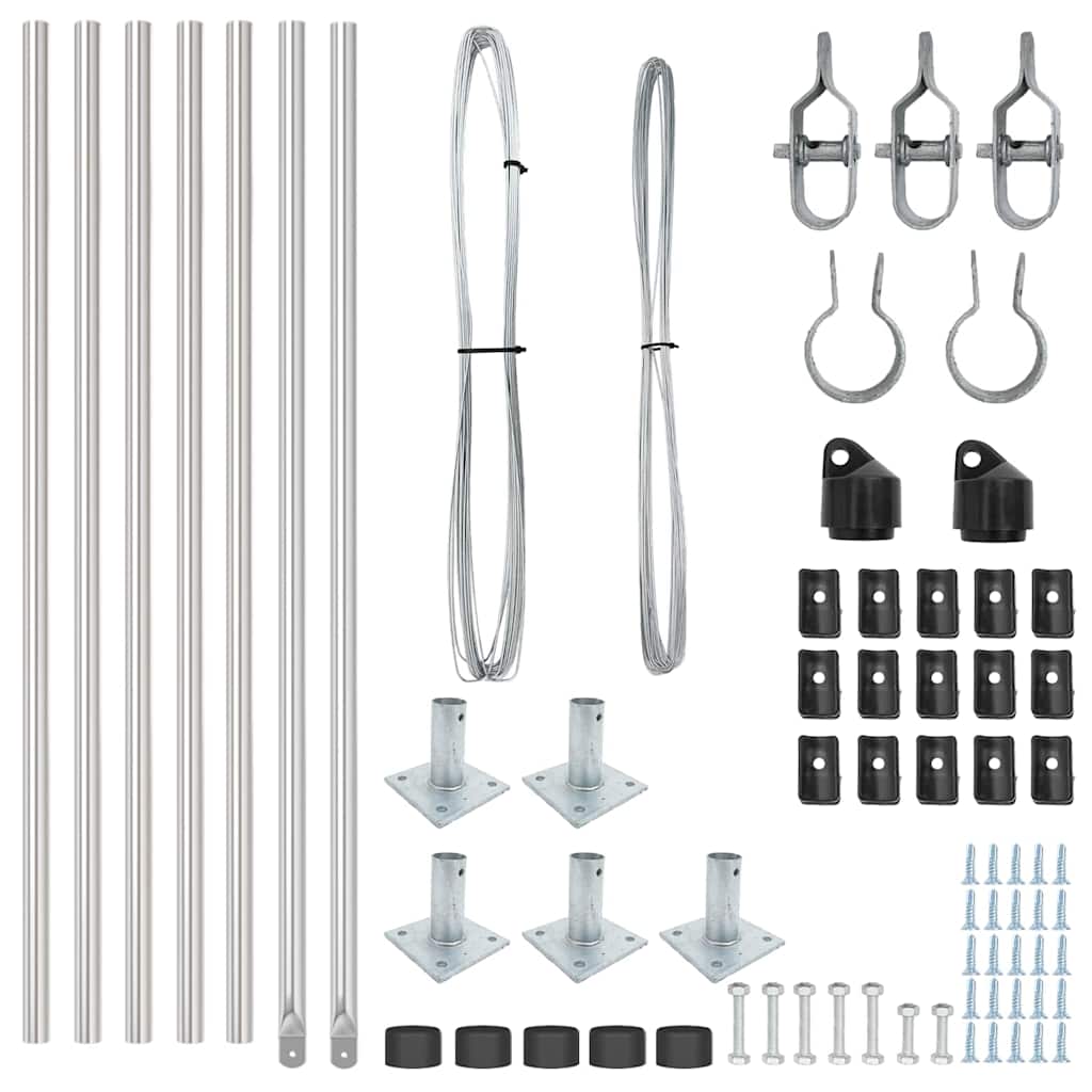Postes de Cerca 7 pcs Prateado Ø32mm 50 cm Aço galvanizado