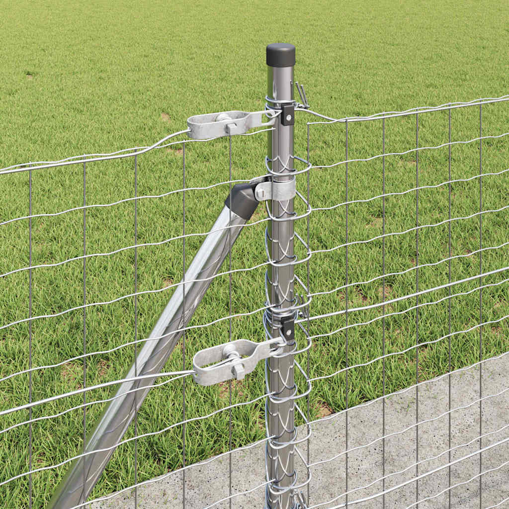 Postes de Cerca 7 pcs Prateado Ø32mm 70 cm Aço galvanizado
