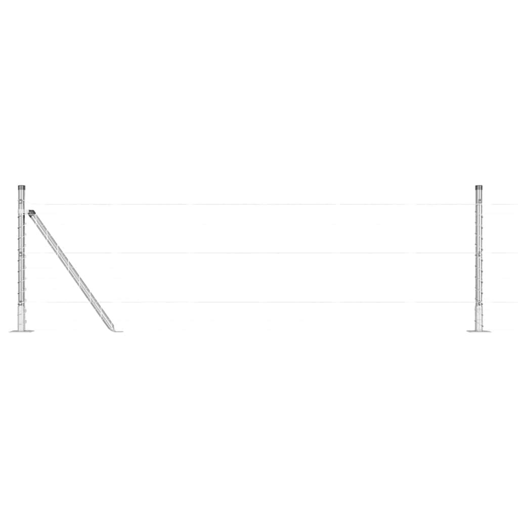 Postes de Cerca 7 pcs Prateado Ø32mm 70 cm Aço galvanizado