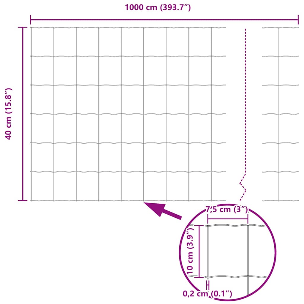 Cerca Euro Prateado 0.4 x 10 m