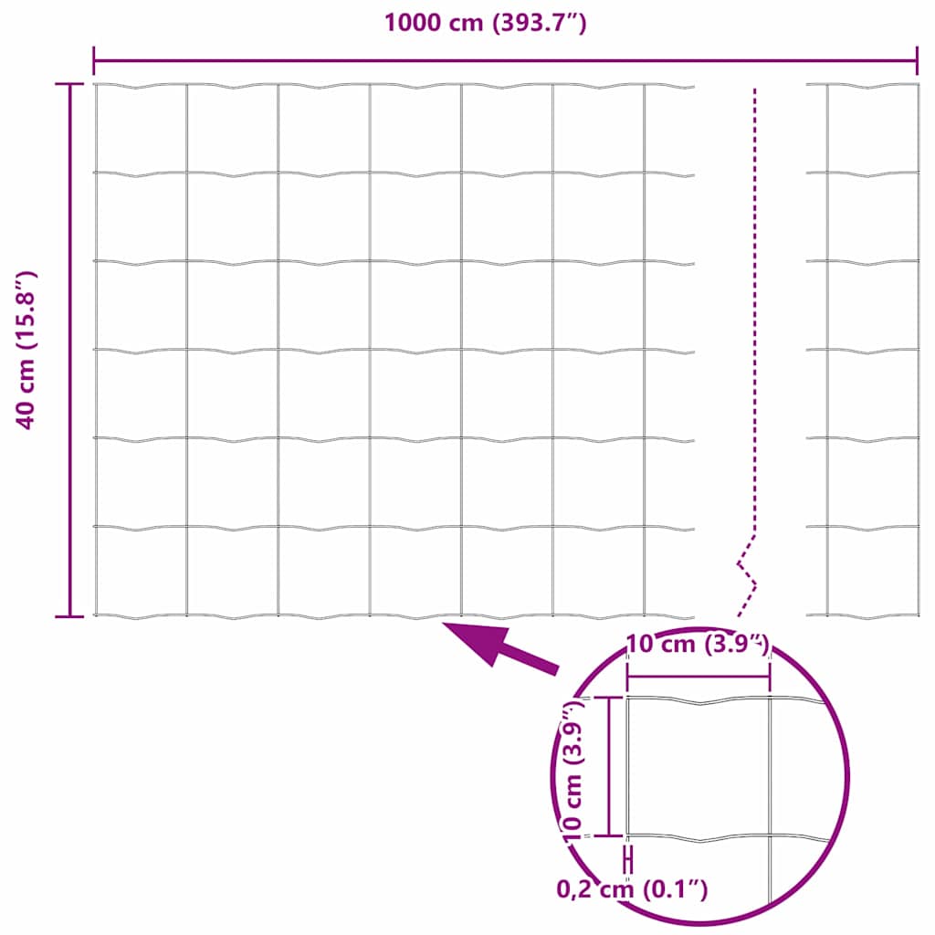Cerca Euro Prateado 0.6 x 10 m