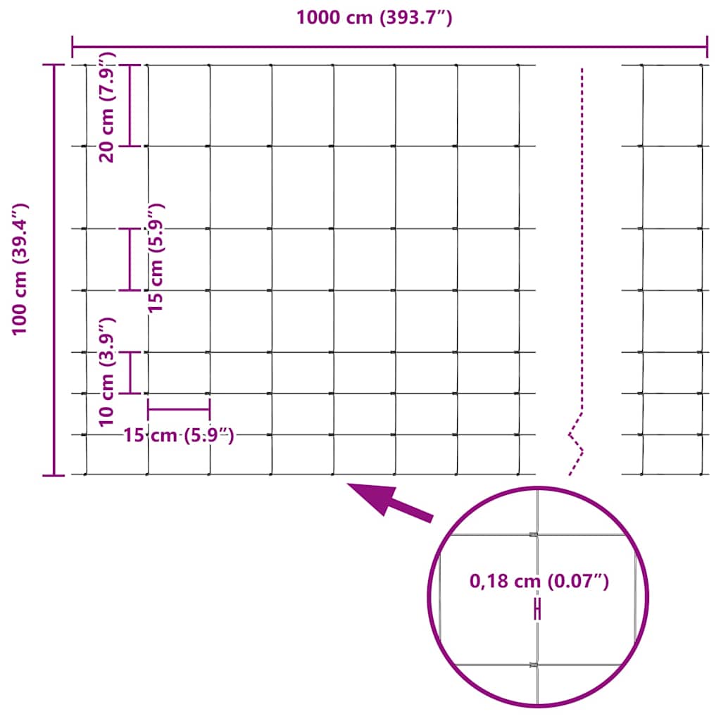Cerca de campo Cinzeto 1 x 10 m Aço