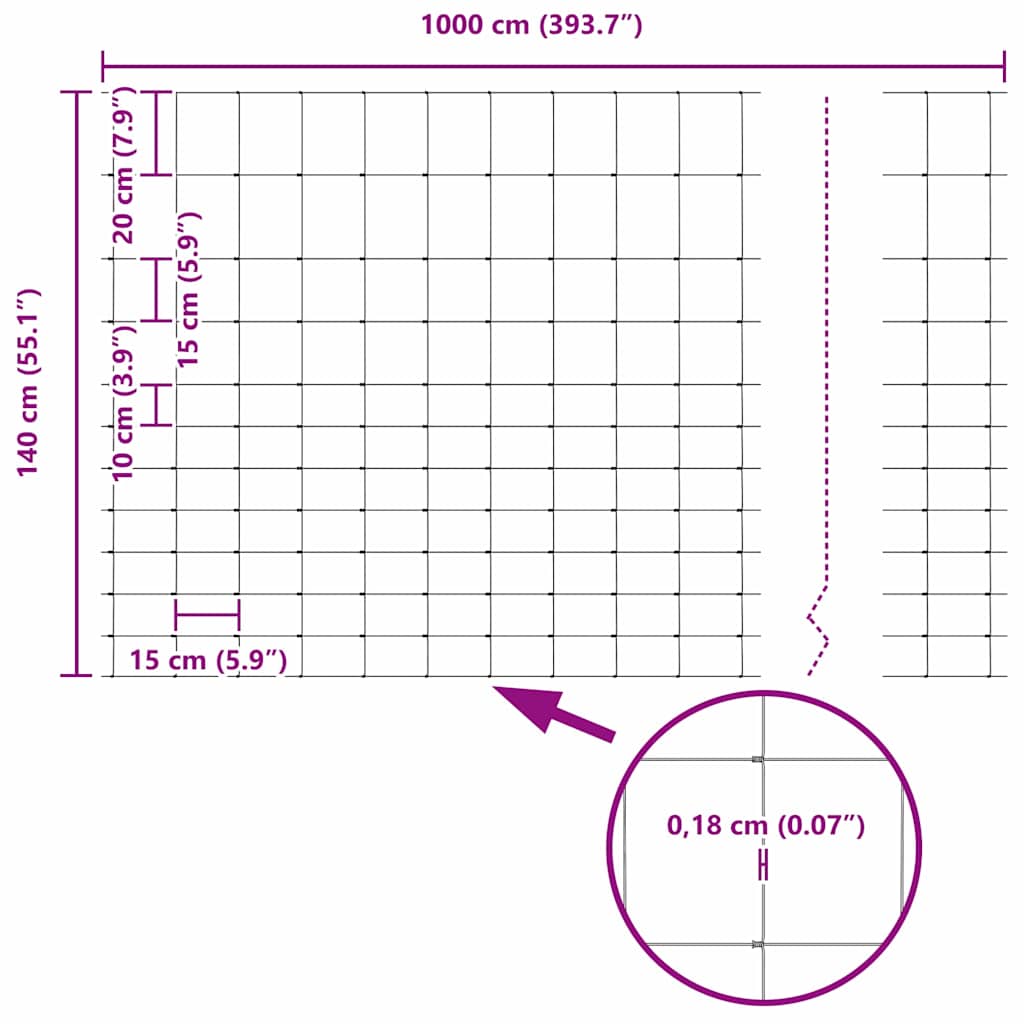 Cerca de campo Cinzeto 1.4 x 10 m Aço