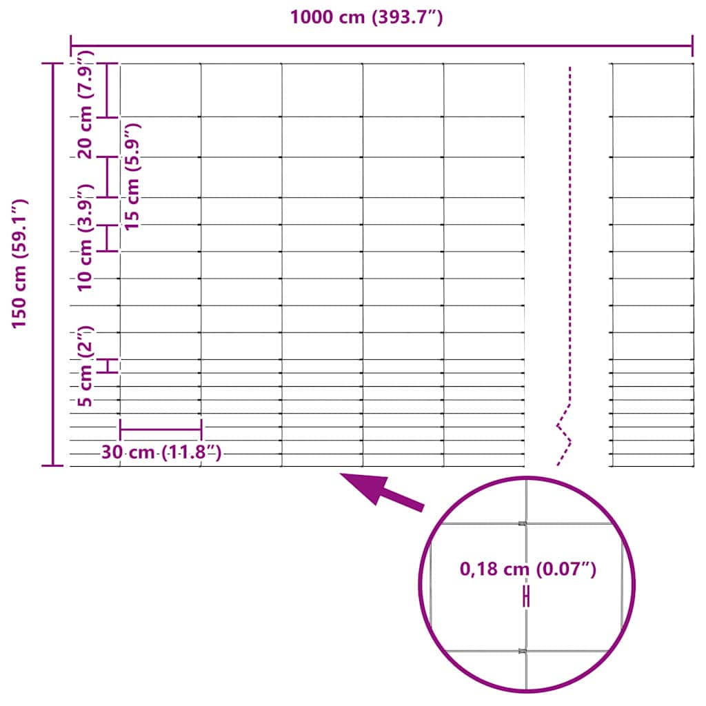 Cerca de campo Cinzeto 1.5 x 10 m Aço