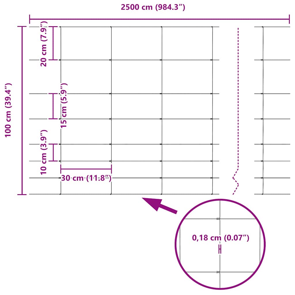 Cerca de campo Prateado 25 x 1 m Aço galvanizado