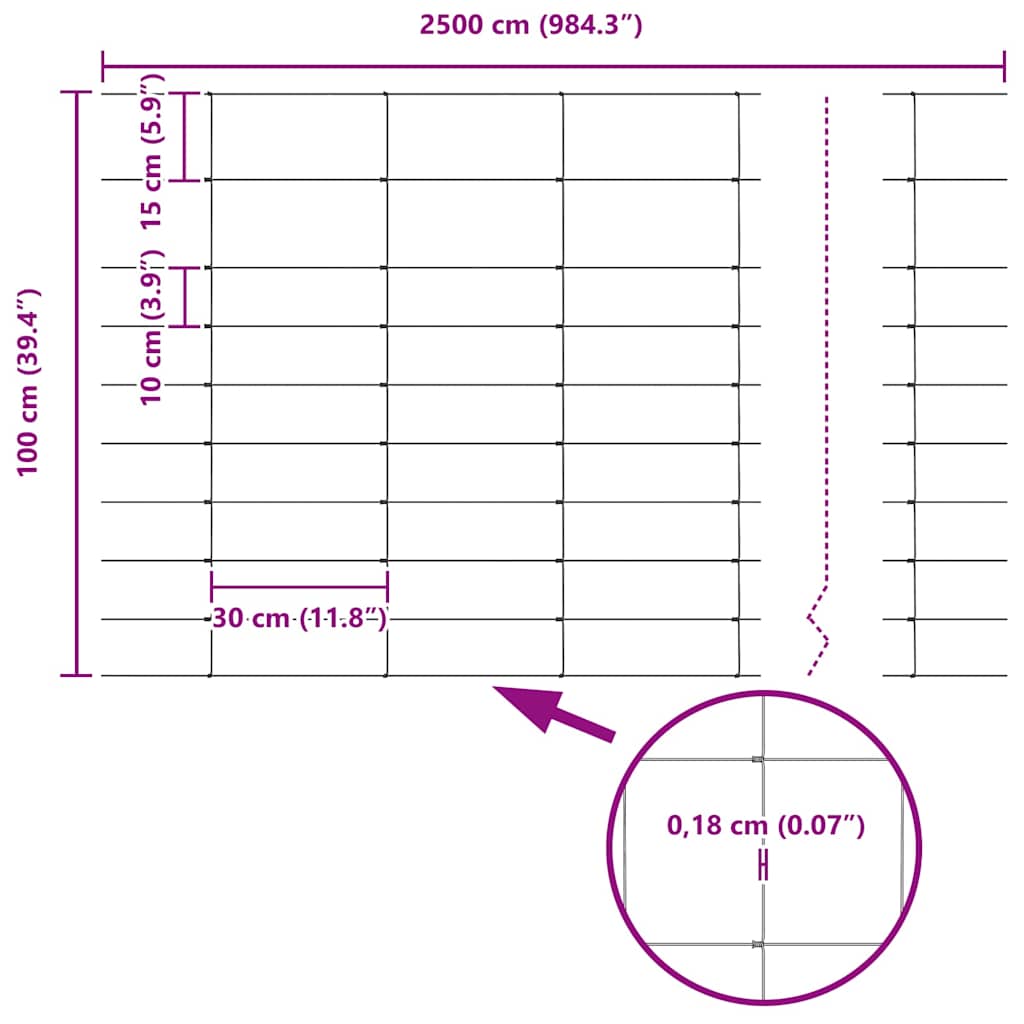 Cerca de campo Prateado 25 x 1 m Aço galvanizado