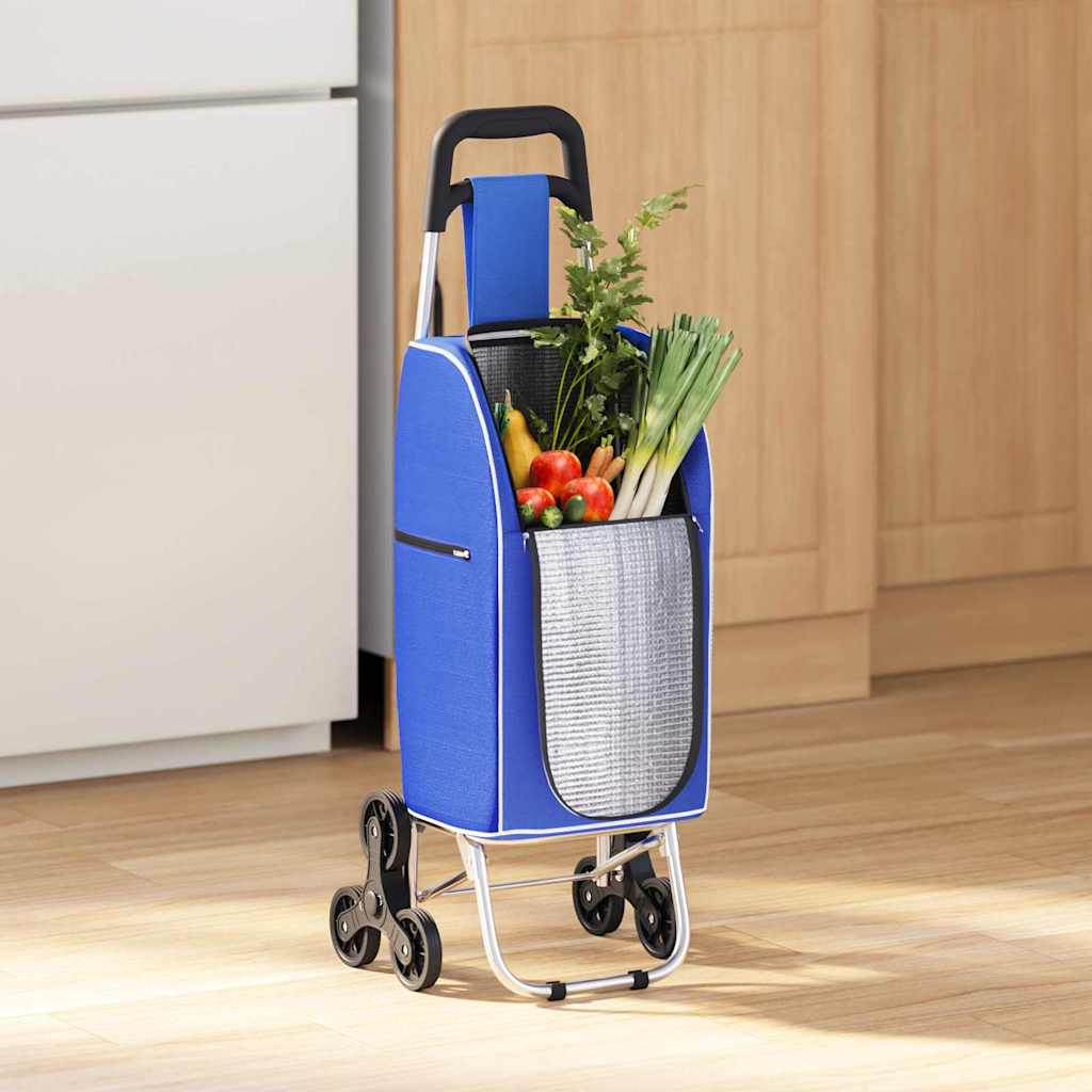 Carrinho de Compras Manual Azul 39,5 x 33 x 93 cm Tecido Oxford