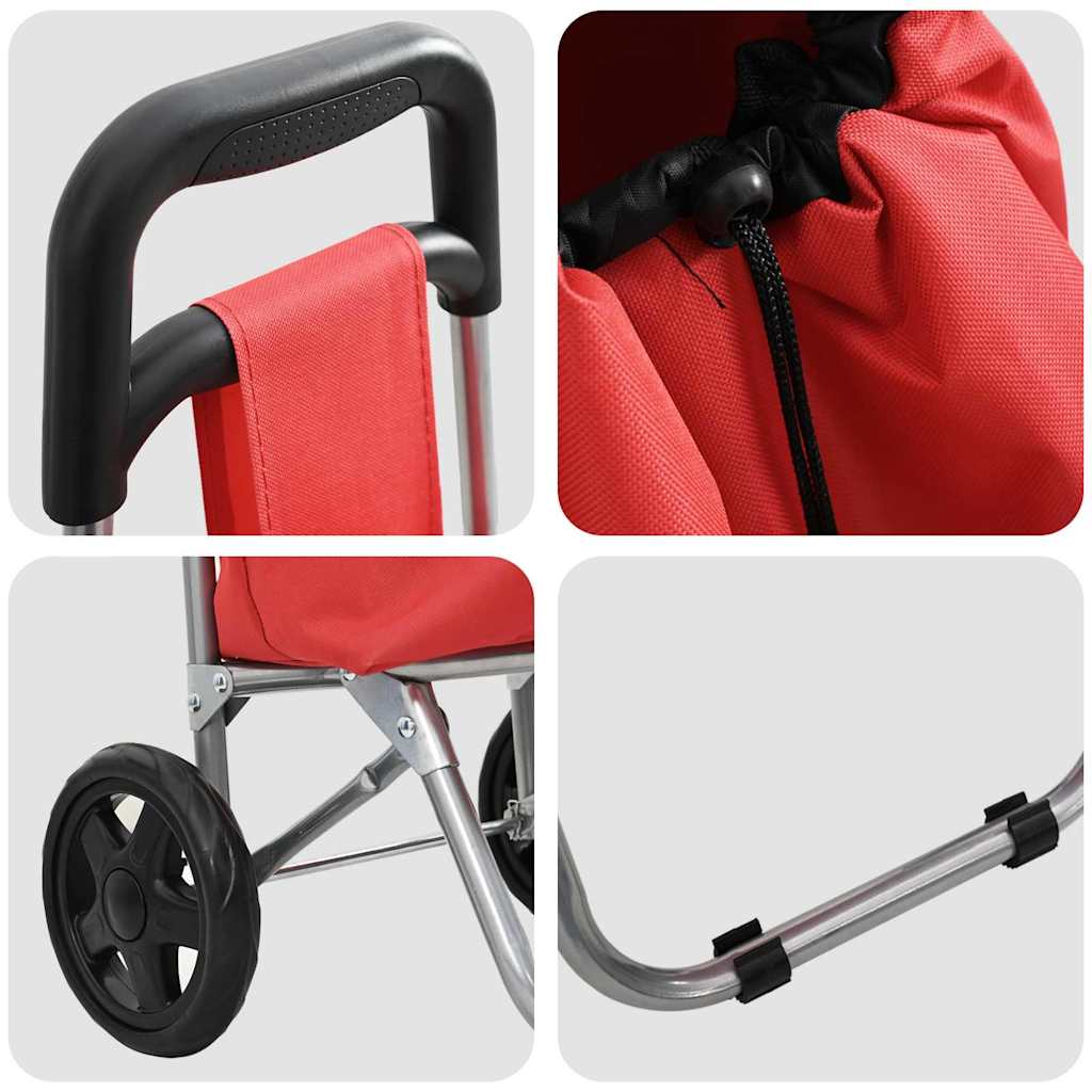 Carrinho de Compras Vermelho 35 x 28 x 92 cm Tecido Oxford