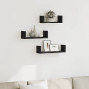 Prateleiras parede 3 pcs derivados madeira carvalho preto