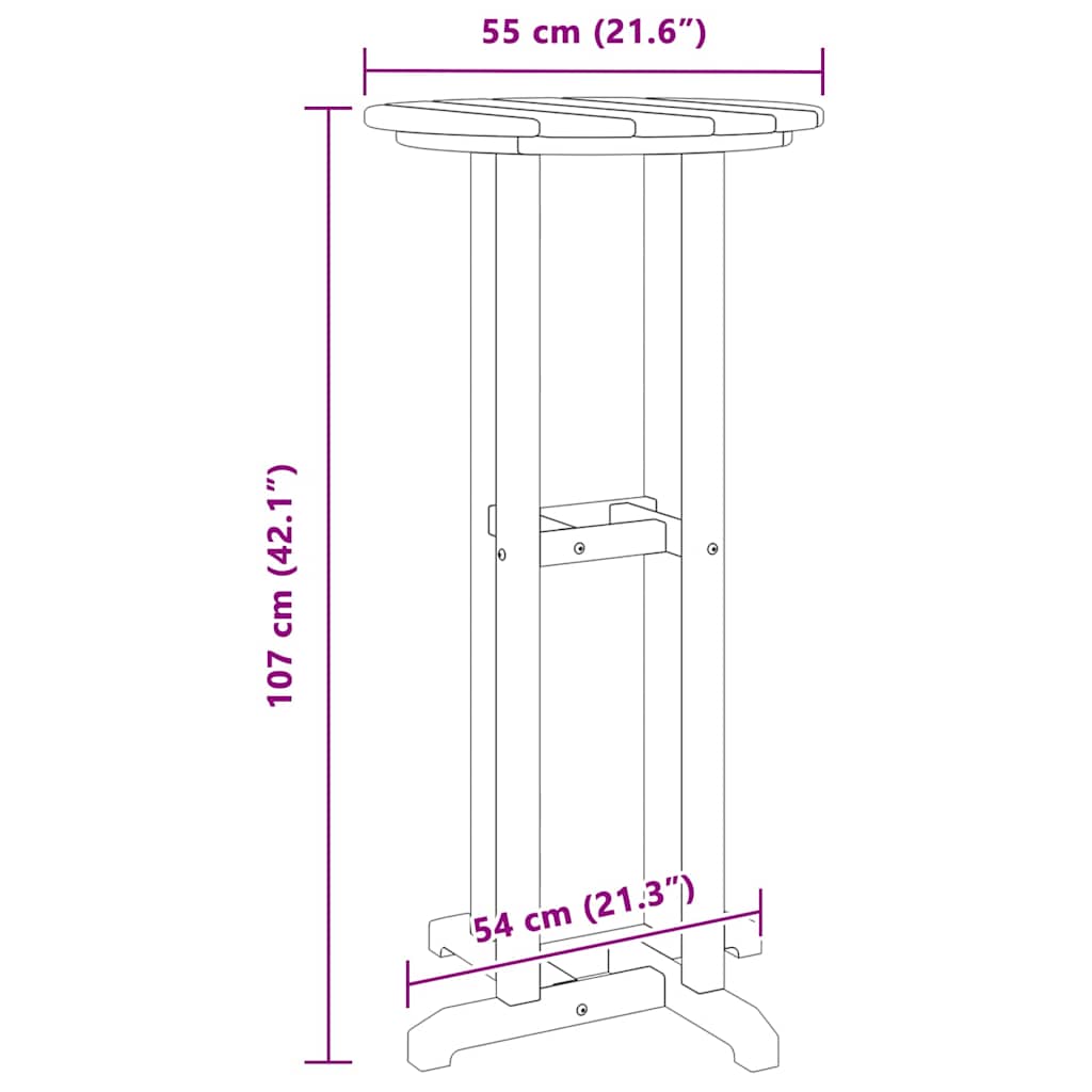 Mesa de bar Branco 55 x 55 x 107 cm HDPE