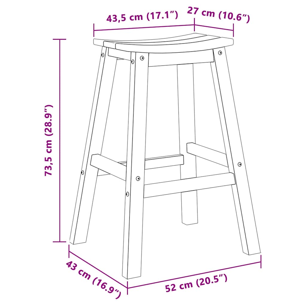 Banco de bar 2 pcs Branco 52 x 43 x 73.5cm HDPE