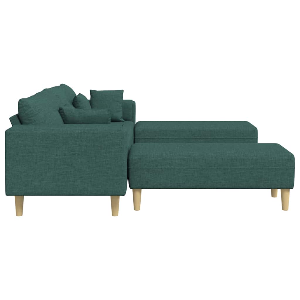 Sofá de Tecido com almofada 3 pcs Verde Escuro 208 cm tecido
