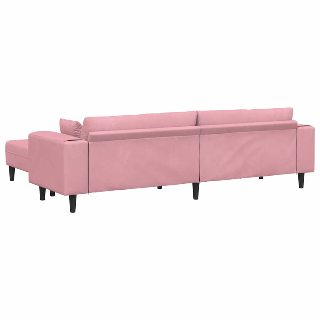 Sofá de Veludo com almofada 3 pcs Rosa 208 cm Veludo