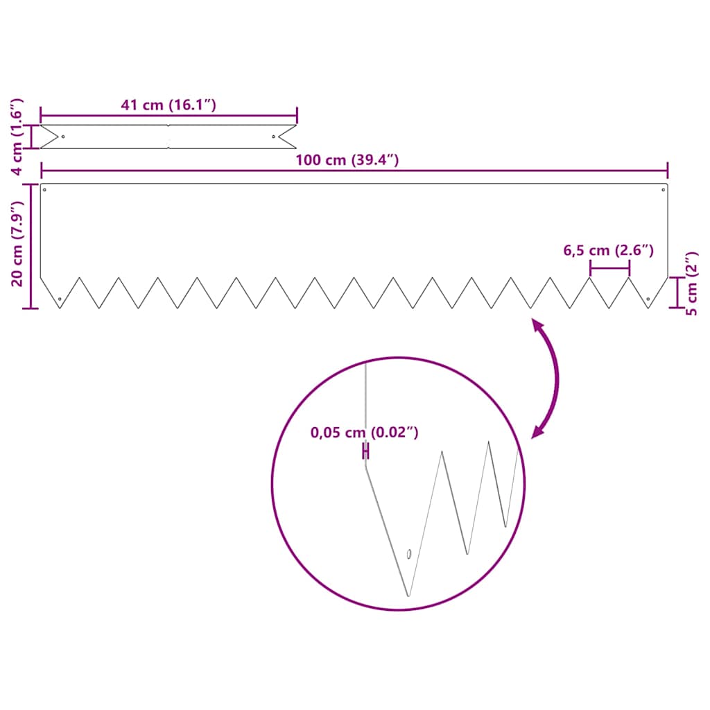 Delimitadores de relvado 50 pcs Antracite 100 x 0.5 x 20 cm Aço