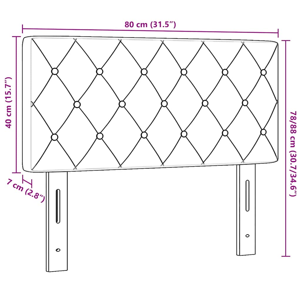Cabeceira de Veludo Losangos Manual Cinzento-claro 80 cm Veludo