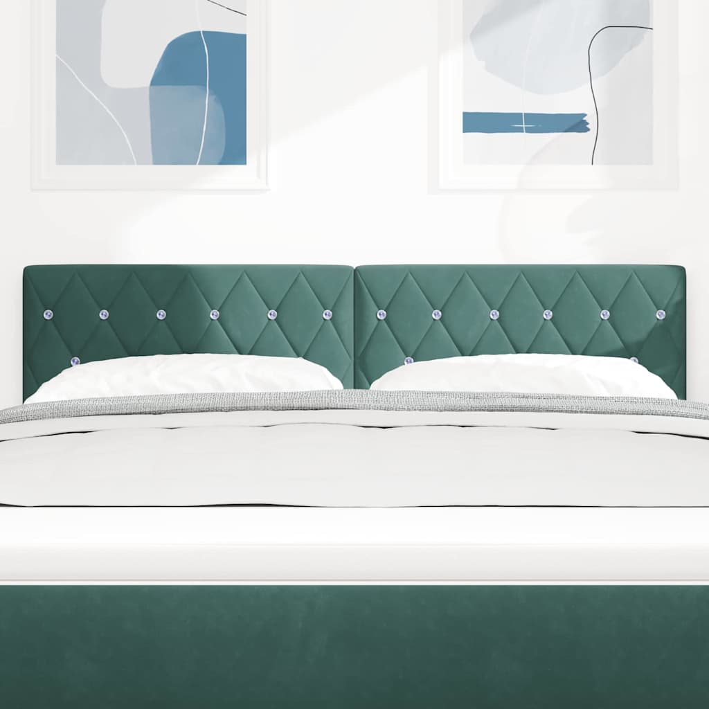 Cabeceira de Veludo Losangos Manual Verde-escuro 140 cm Veludo