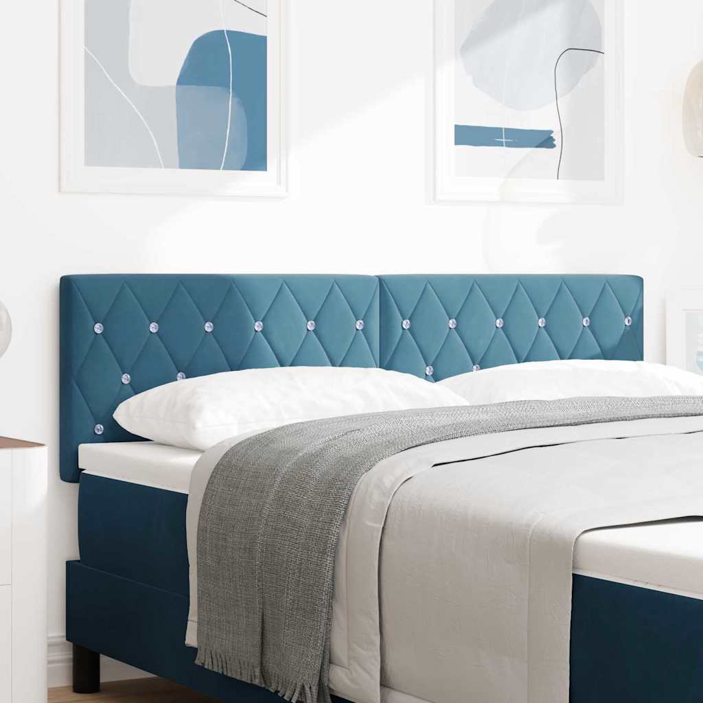 Cabeceira de Veludo Losangos Manual Azul escuro 140 cm Veludo