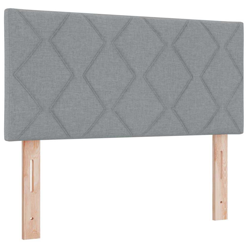 Cabeceira de Tecido Geométrico Cinzento-claro 90 cm tecido