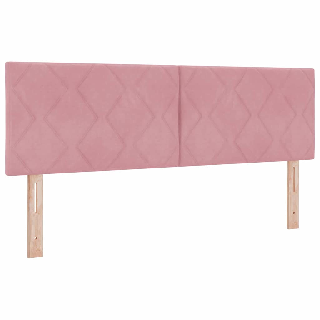 Cabeceira Montado na parede Geométrico Rosa 160 cm Veludo