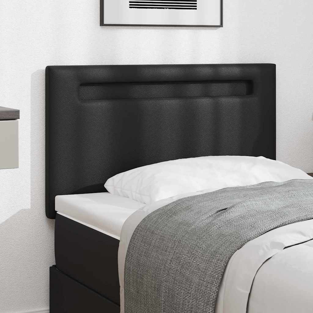Cabeceira com luzes de tira LED com cabeceira Preto 90 cm PVC