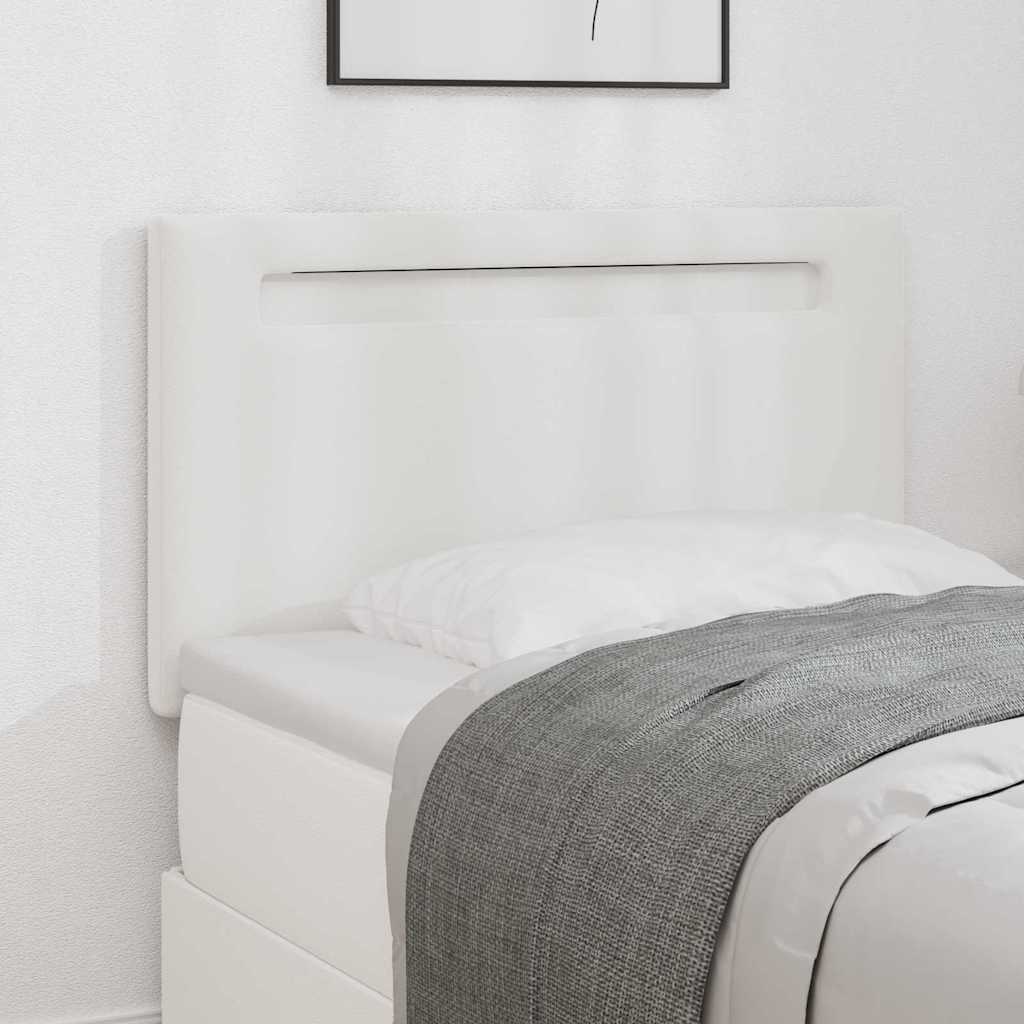 Cabeceira com luzes de tira LED com cabeceira Branco 90 cm PVC