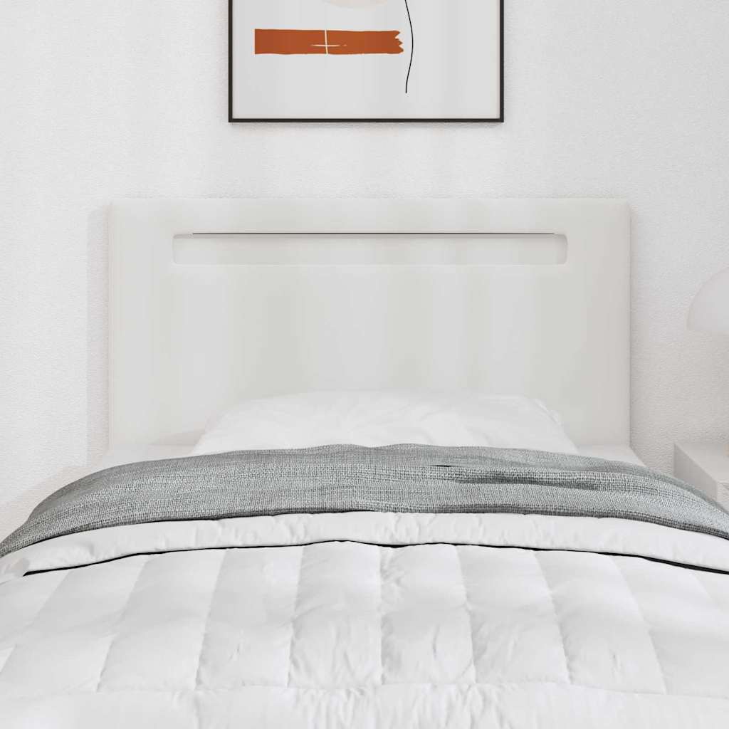 Cabeceira com luzes de tira LED com cabeceira Branco 90 cm PVC