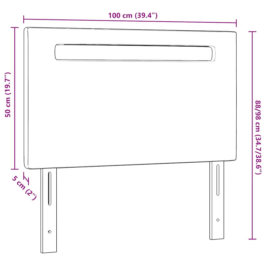 Cabeceira com luzes de tira LED Manual Cinzeto 100 cm PVC