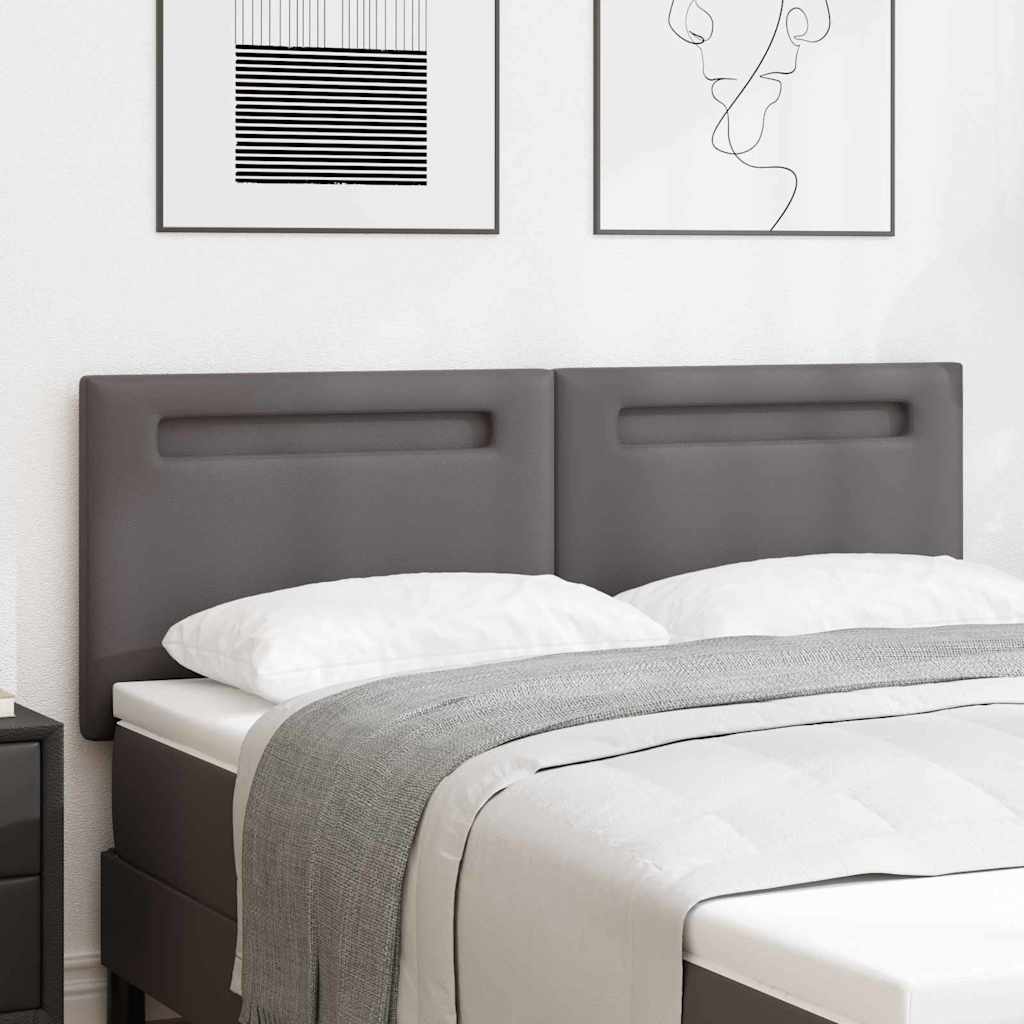 Cabeceira com luzes de tira LED Manual Cinzeto 144 cm PVC