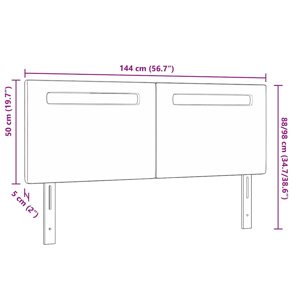 Cabeceira com luzes de tira LED Manual Cappuccino 144 cm PVC