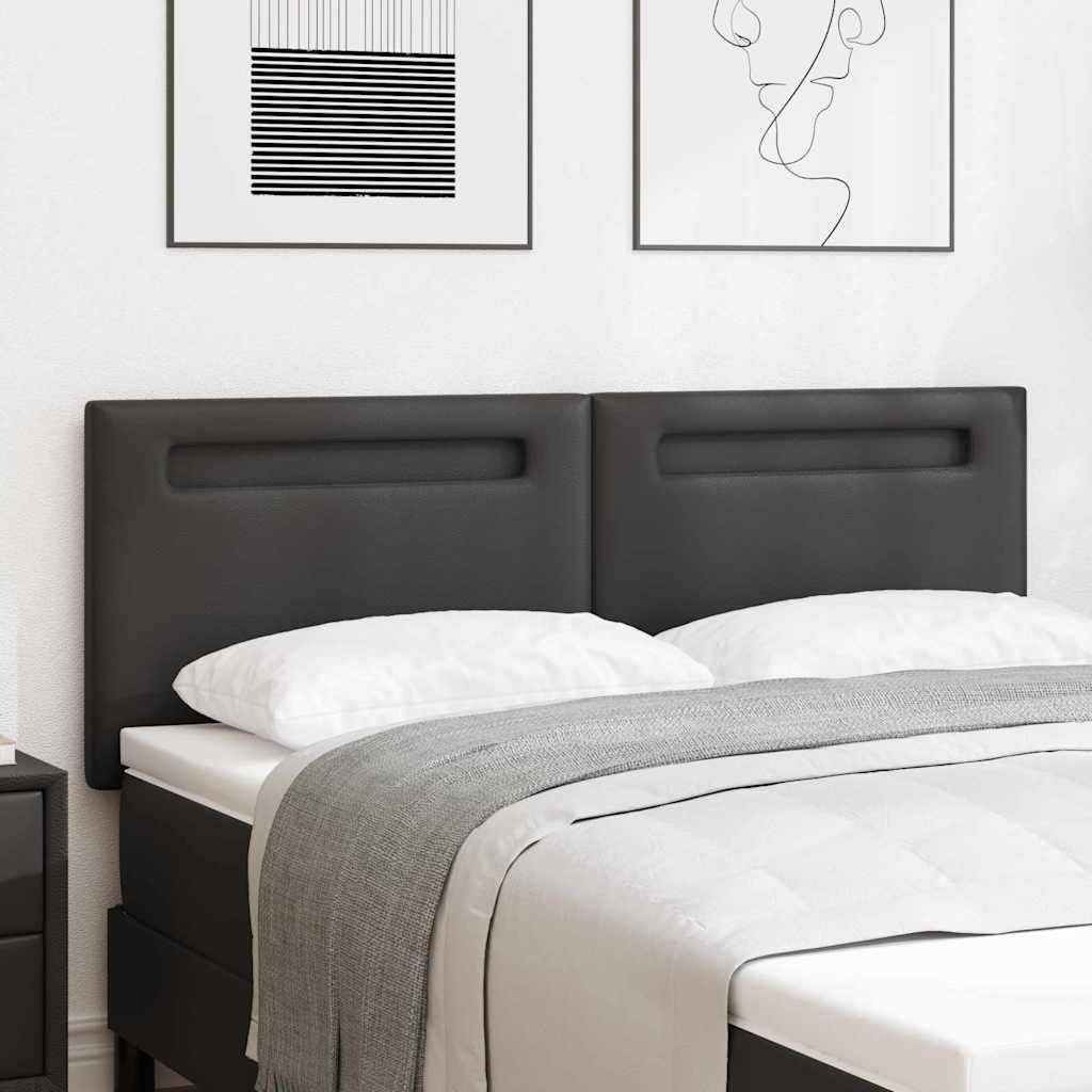 Cabeceira com luzes de tira LED com cabeceira Preto 160 cm PVC