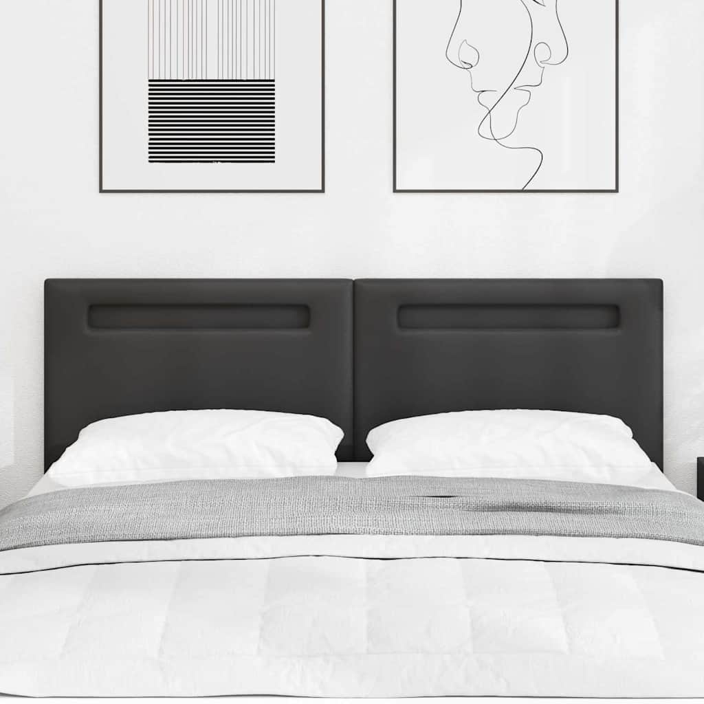Cabeceira com luzes de tira LED com cabeceira Preto 160 cm PVC