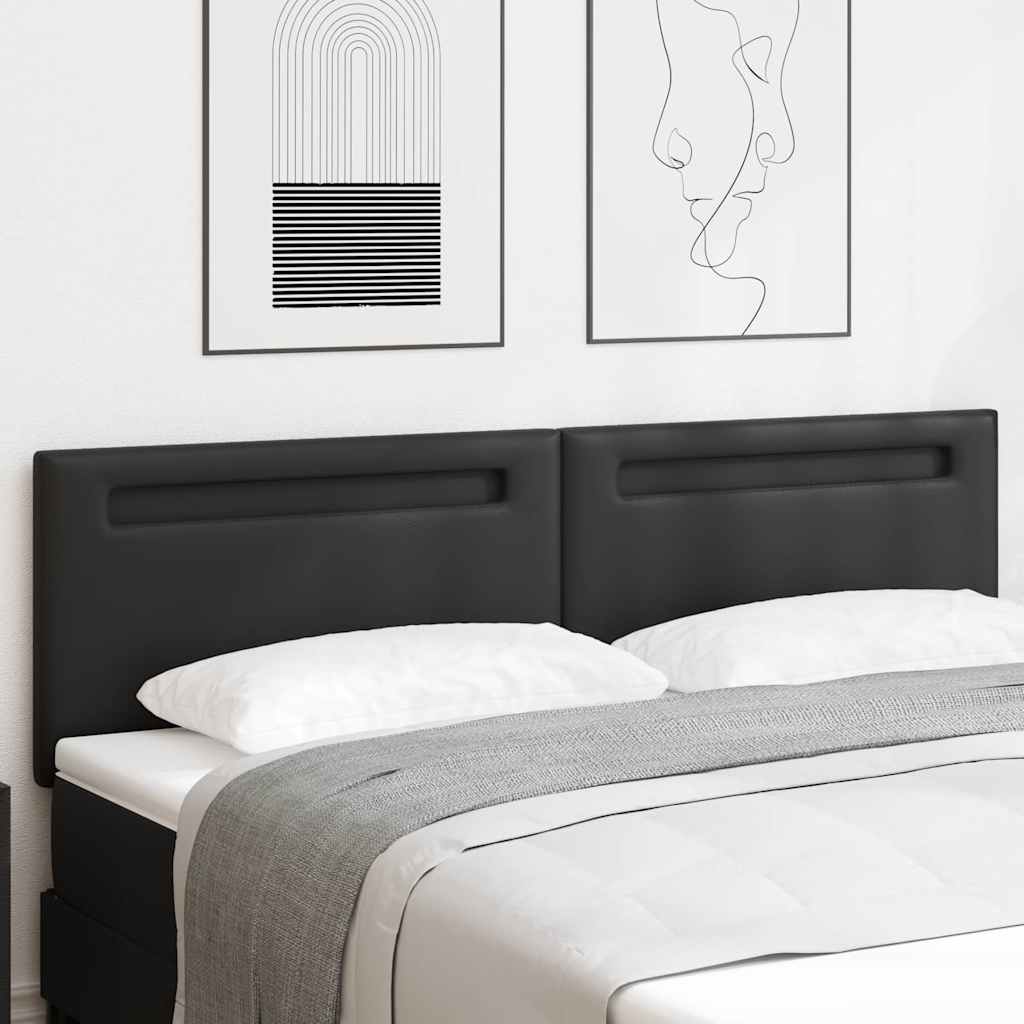 Cabeceira com luzes de tira LED com cabeceira Preto 180 cm PVC