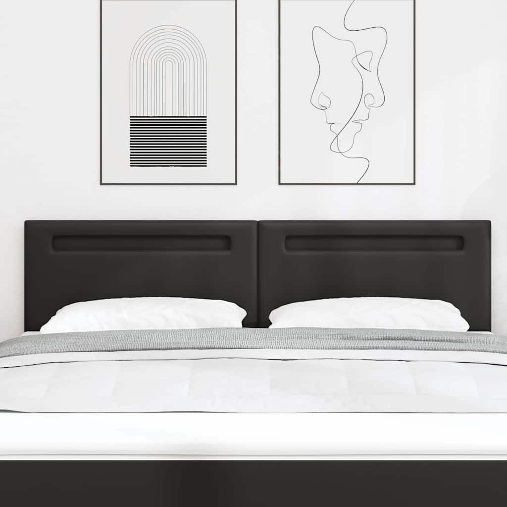 Cabeceira com luzes de tira LED com cabeceira Preto 180 cm PVC