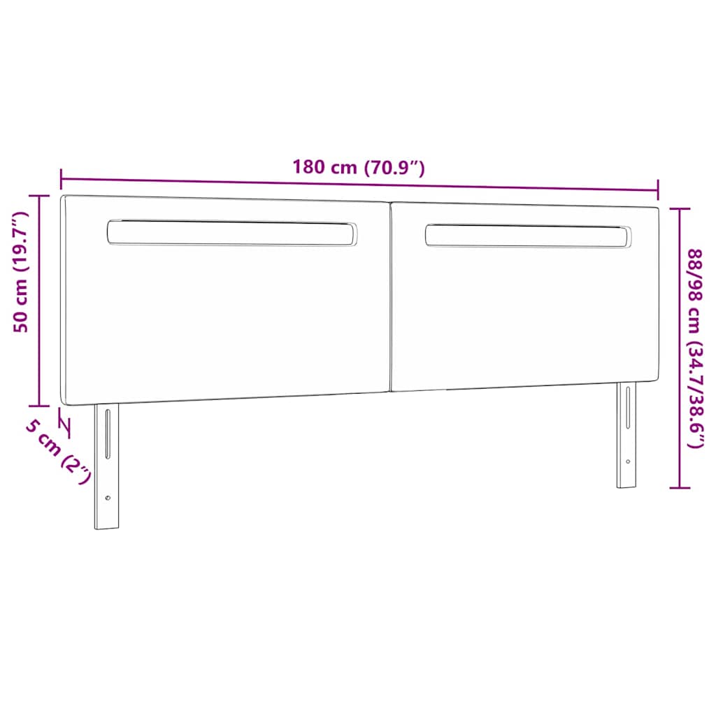 Cabeceira com luzes de tira LED com cabeceira Preto 180 cm PVC