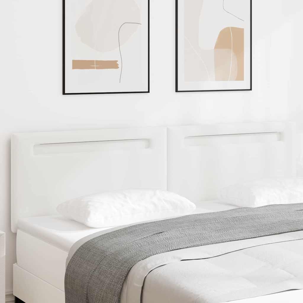 Cabeceira com luzes de tira LED com cabeceira Branco 180 cm PVC