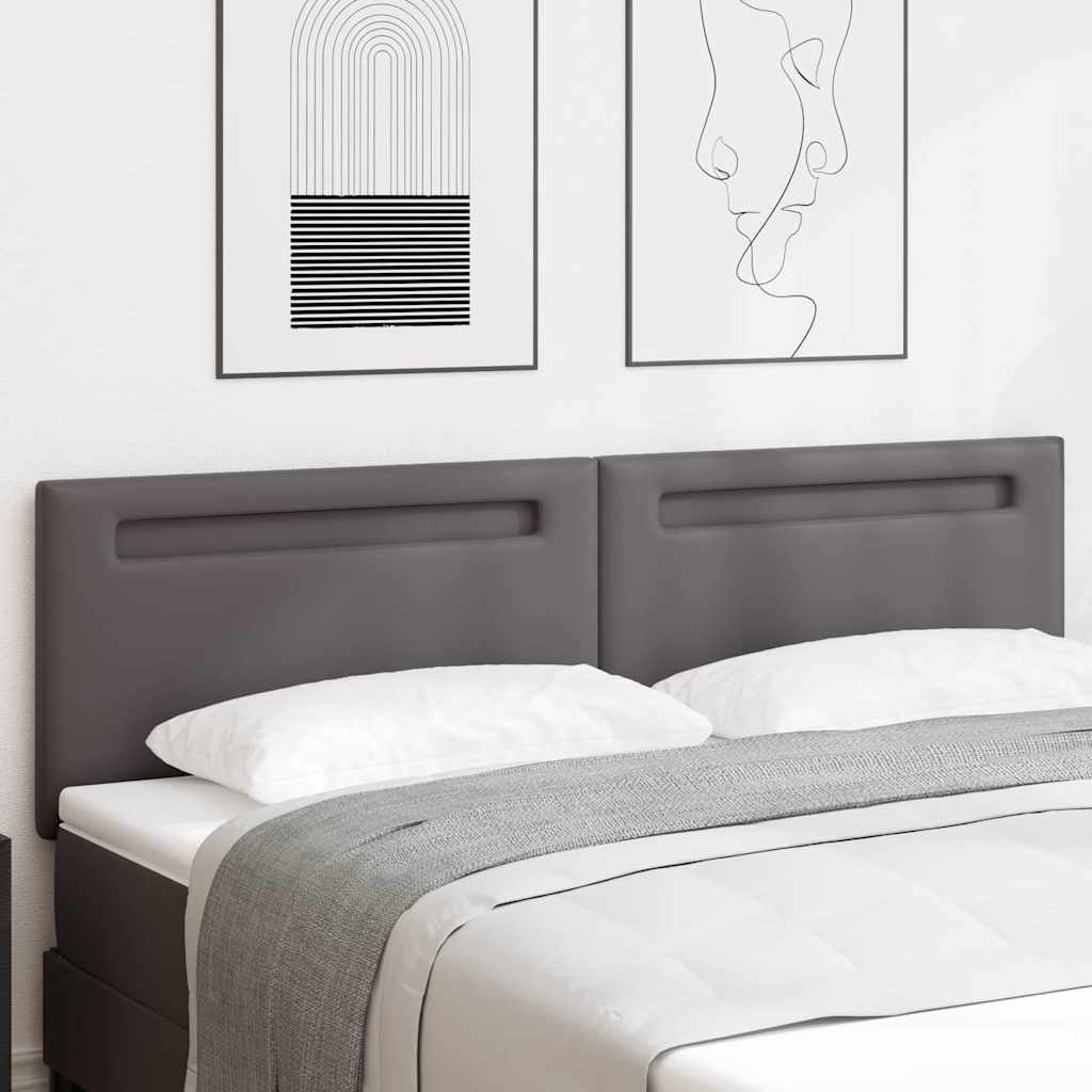 Cabeceira com luzes de tira LED Manual Cinzeto 180 cm PVC