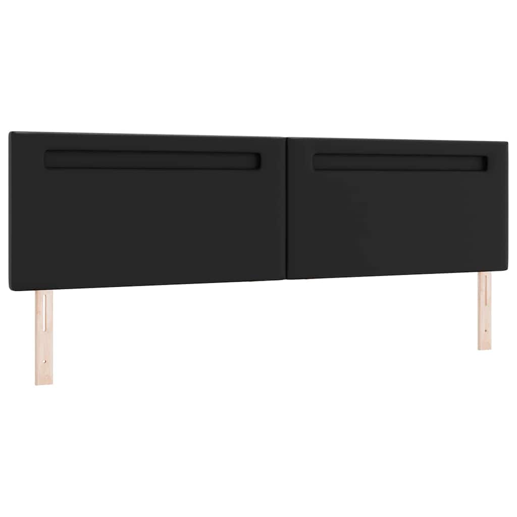 Cabeceira com luzes de tira LED com cabeceira Preto 200 cm PVC