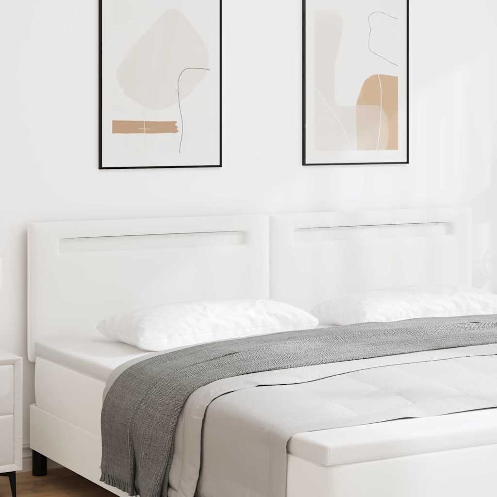 Cabeceira com luzes de tira LED com cabeceira Branco 200 cm PVC