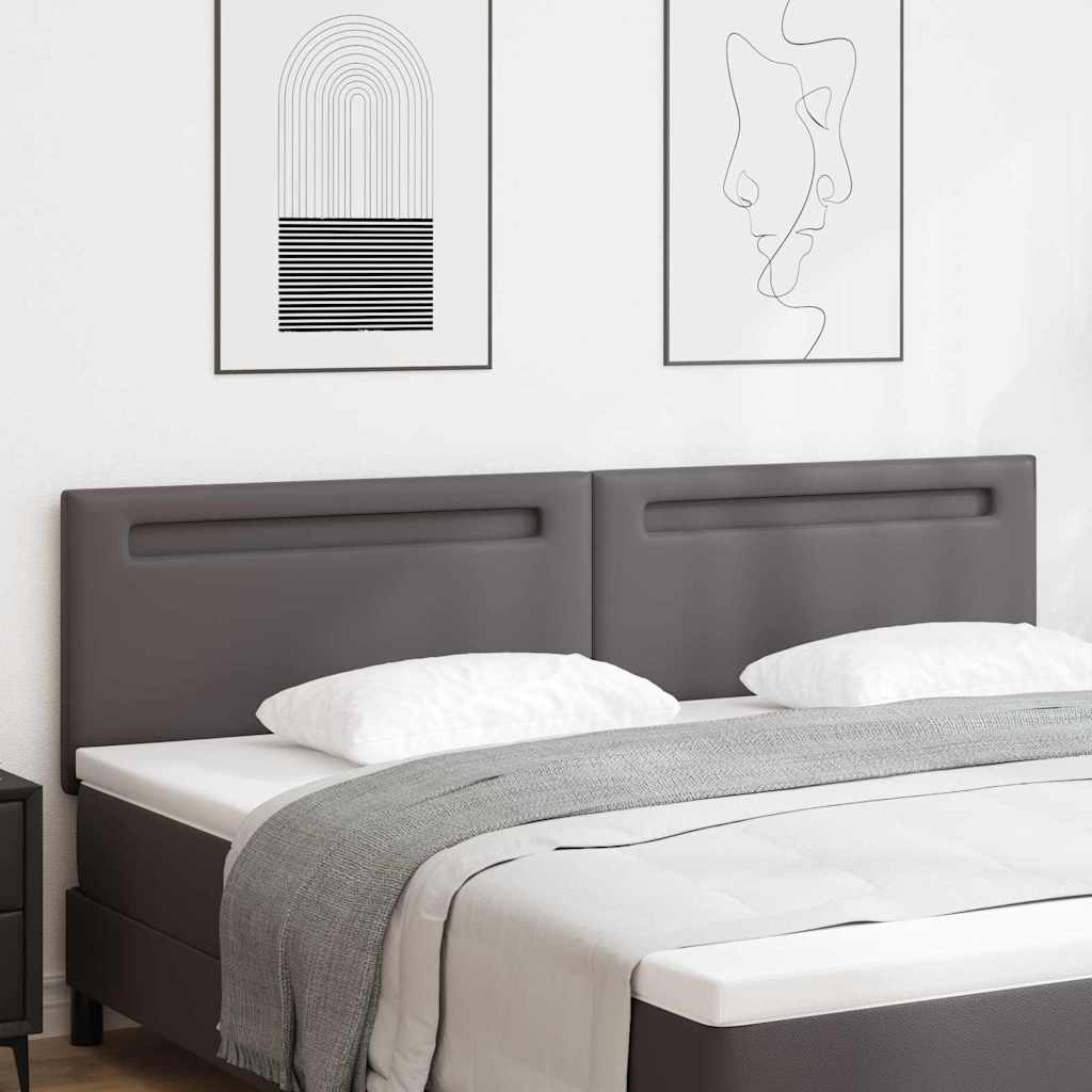 Cabeceira com luzes de tira LED Manual Cinzeto 200 cm PVC