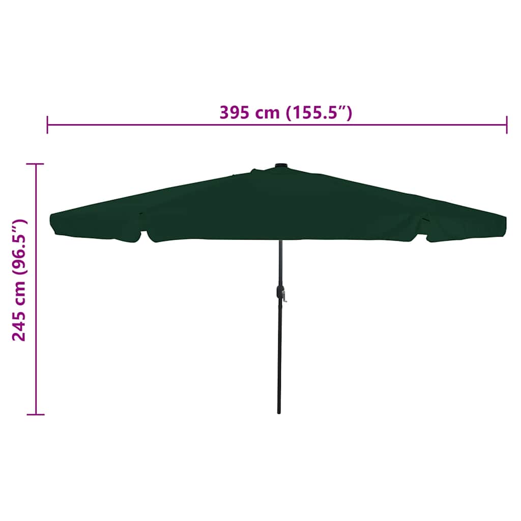 Guarda-sol de Jardim Verde e Preto 395 x 395 x 245 cm