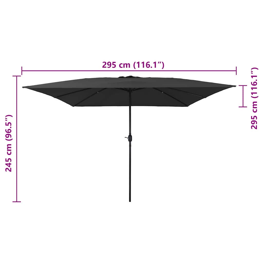 Guarda-sol de Jardim Antracite e Preto 295 x 295 x 245 cm