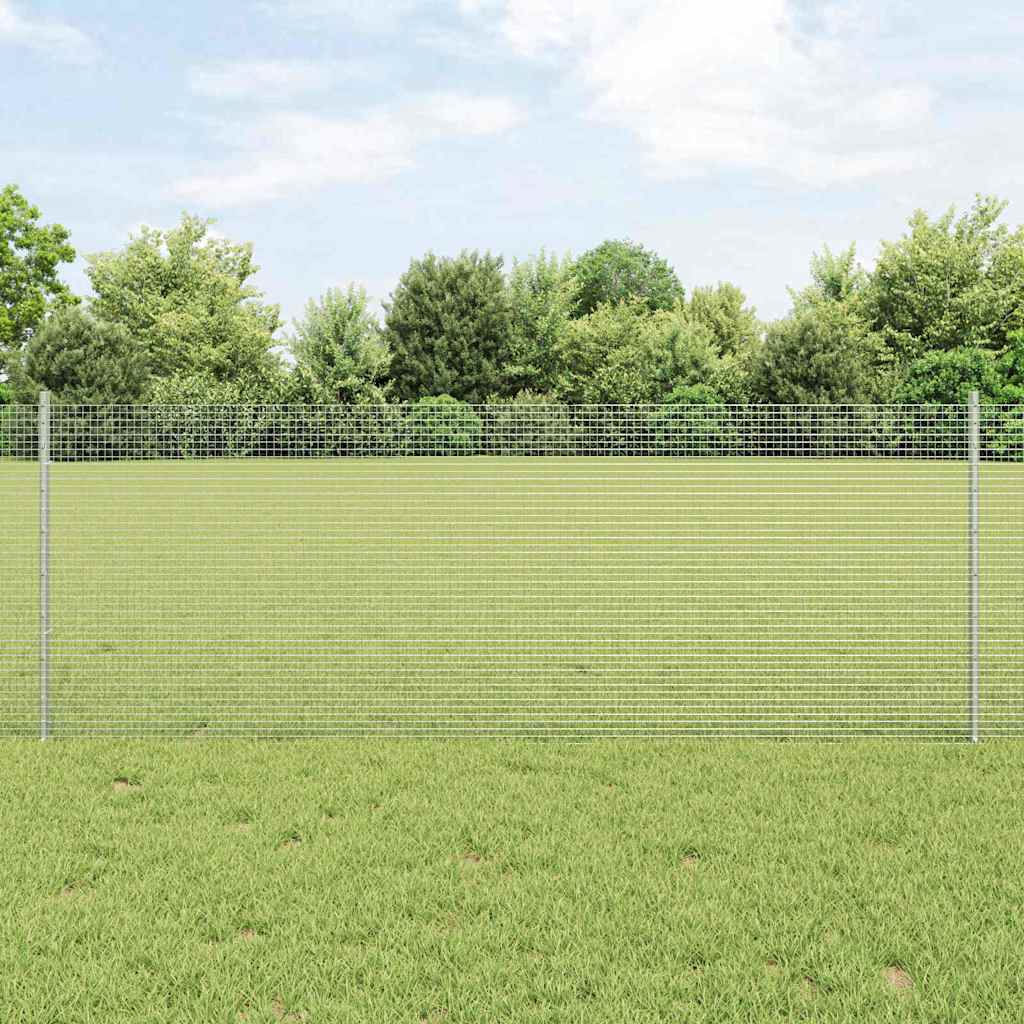 Cerca com Postes Prateado 0.8 x 10 m Aço