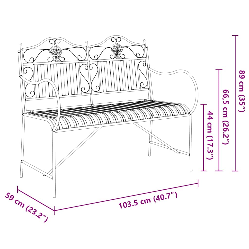 Banco de jardim Branco 104 x 54 x 93cm Aço