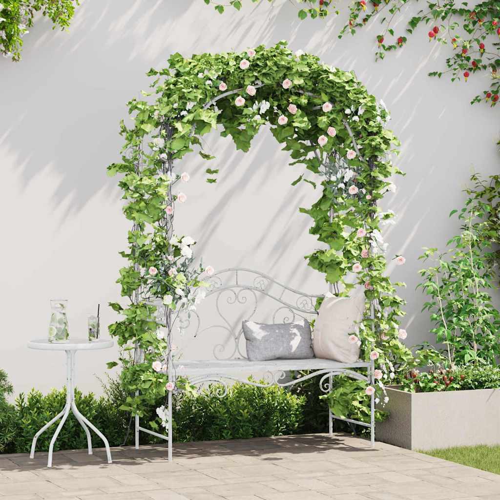Banco de jardim com almofada Branco 104 x 54 x 93cm Aço