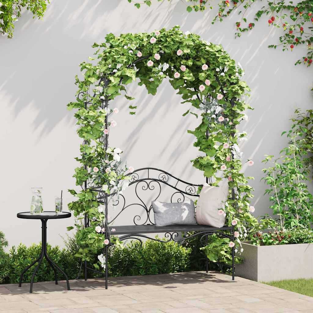 Banco de jardim com almofada Preto 104 x 54 x 93cm Aço