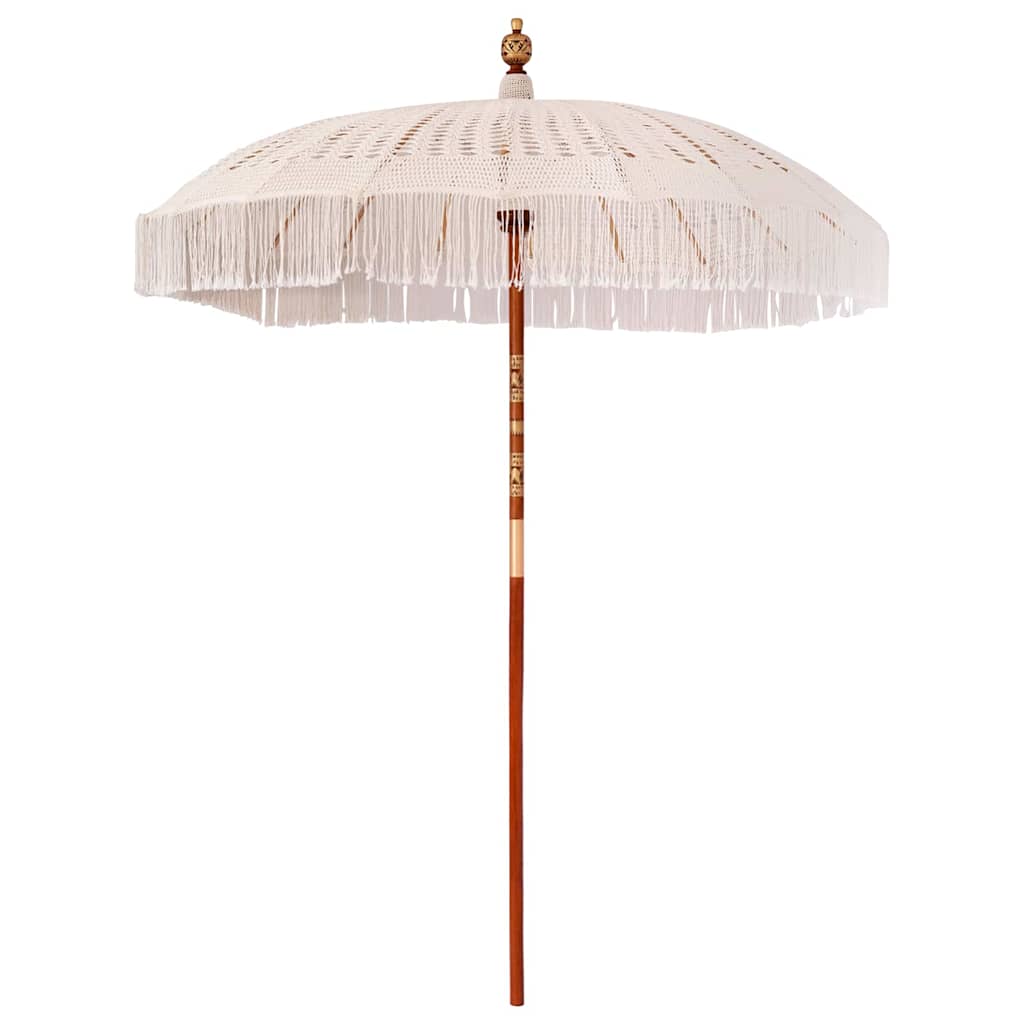 Guarda-sol Creme (185-195) x 250 cm Algodão e madeira sólida