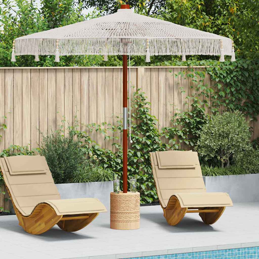 Guarda-sol Creme (250-255) x 250 cm Algodão e madeira sólida