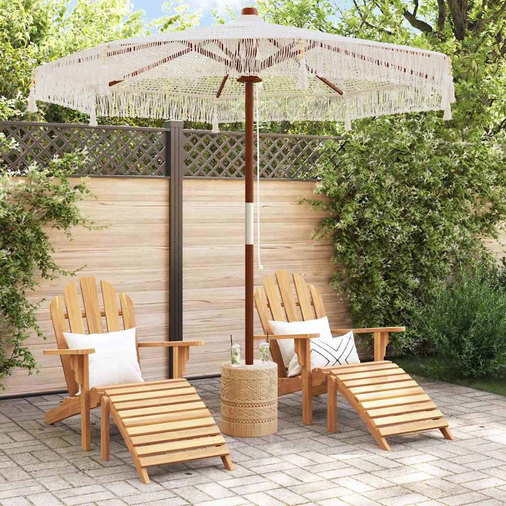 Guarda-sol Creme (250-255) x 250 cm Algodão e madeira sólida