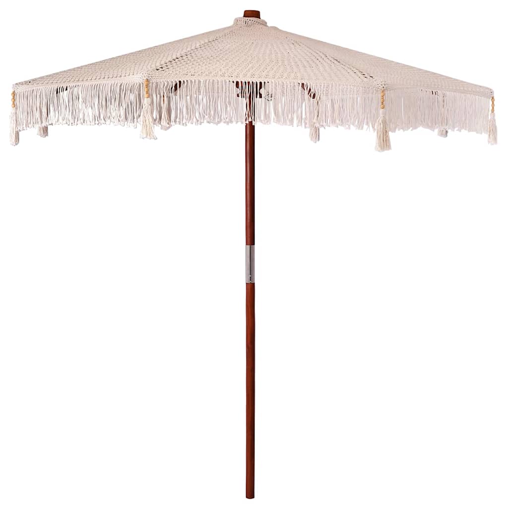 Guarda-sol Creme (250-255) x 250 cm Algodão e madeira sólida